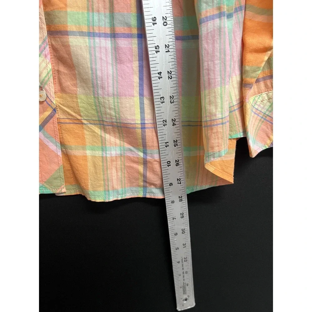 Talbots Womens Top 1XP Multicolor Plaid Long Sleeve Cotton Button Up NWOT